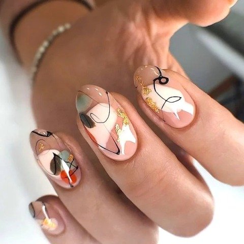 Splendid-Abstract-Painting-Influenced-Nail-Design